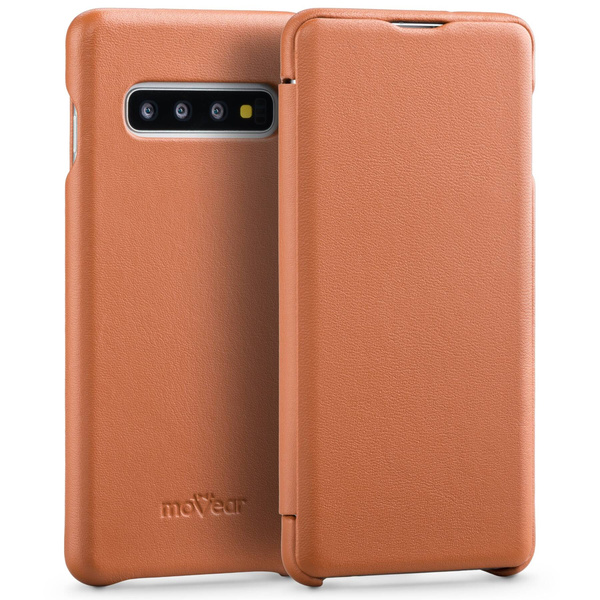 moVear flipSide S Leather slim case for Samsung Galaxy S10 (6.1") | Nappa leather (Light Brown)