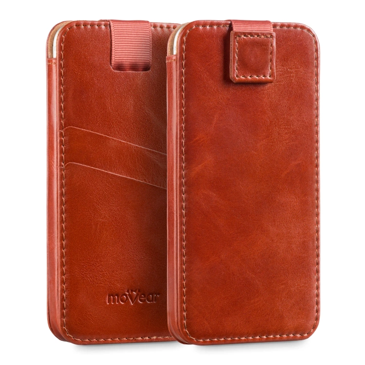 moVear pocketCase C+ Einschubtasche aus Leder für Samsung rozmiar M (ok 148 x 71 x 8mm) | Vintage Leder (Braun)