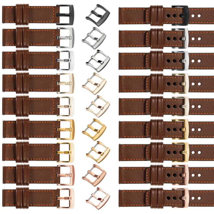 moVear Prestige C1 26mm Uhrenarmband aus Leder | Dunkelbraun, Dunkelbraun Nähte [Größen XS-XXL und Schnalle zur Auswahl]