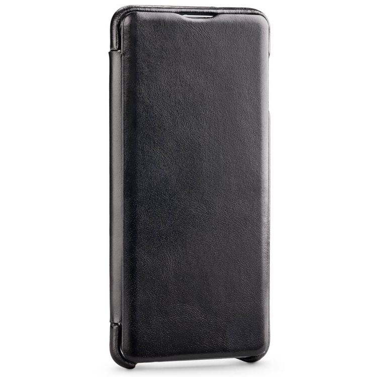 moVear flipSide S Ledertasche für Samsung Galaxy S10 (6.1") | Glatte Leder, Handy Hülle book type (Schwarz)