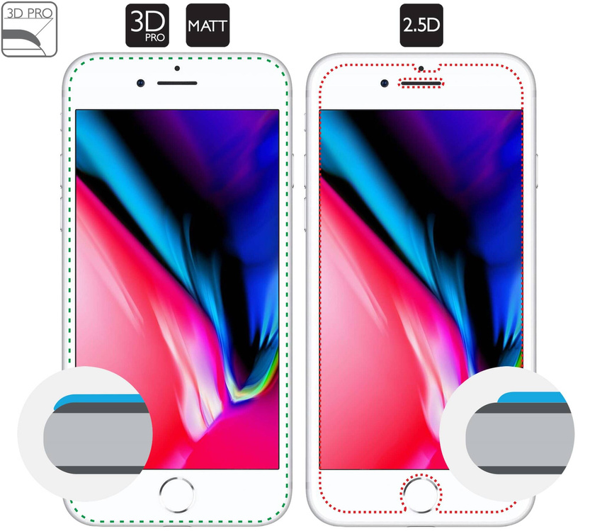 moVear GLASS mSHIELD 3D PRO MATT für Apple iPhone 6 Plus / 6s Plus (5.5") | (Antireflex)