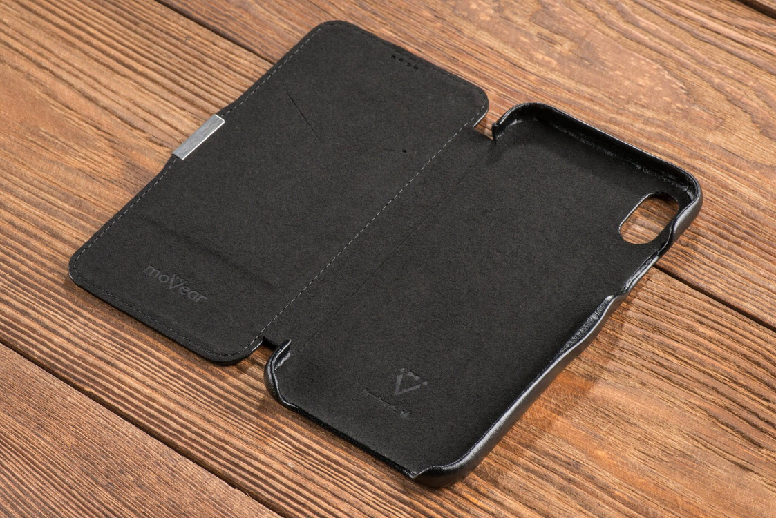 moVear flipSide C Leather case for Apple iPhone Xs MAX (6.5") | Vintage leather (Black)