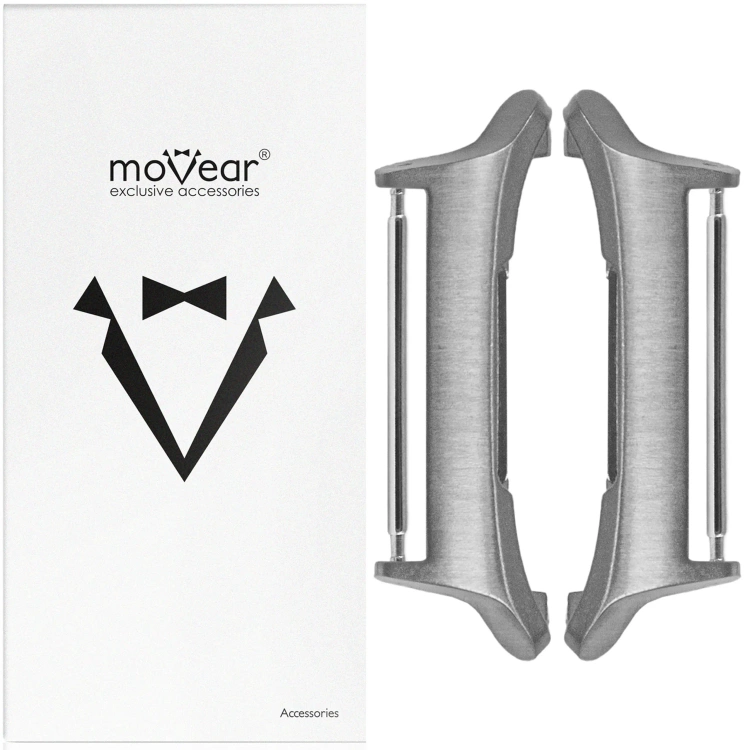 moVear | 22mm watch strap adapter for Apple Watch 9/8/7/6/SE/5/4/3/2/1 (45/44/42mm) & Ultra (49mm) | Black, Stainless steel +PVD