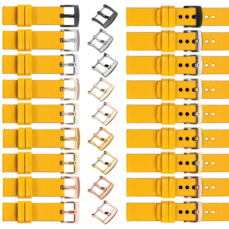 moVear Prestige S1 21mm Leather strap for watch | Yellow [buckle to choose from]