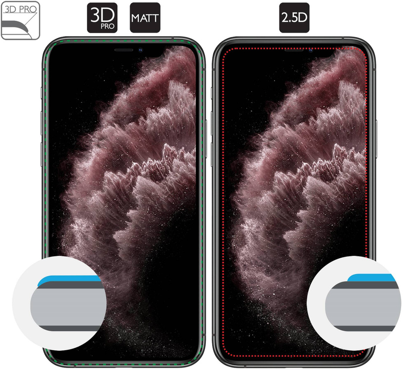 moVear GLASS mSHIELD 3D PRO MATT for Apple iPhone 11 Pro Max / Xs Max (6.5") | (Anti-reflective)