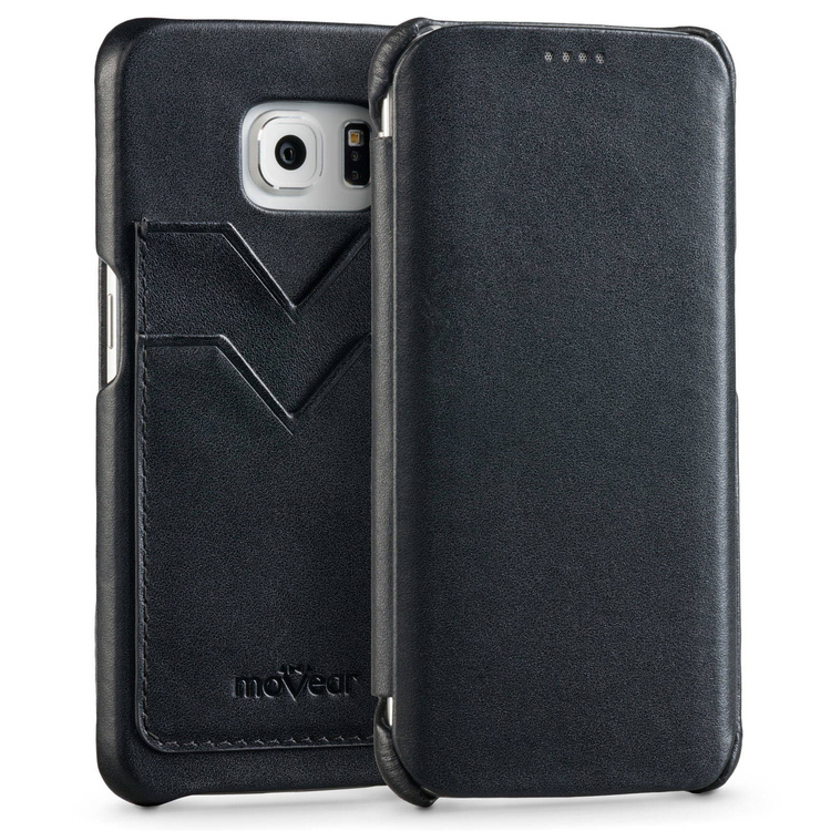 
                    moVear flipSide S+ Leather Case for Samsung Galaxy S6 edge | Smooth, Black