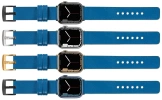 moVear Prestige S1 24mm Lederarmband für Apple Watch 10 / 9 / 8 / 7 / 6 / 5 / 4 / SE (46/45/44mm) & Ultra (49mm) Blau [Adapter und Schnalle zur Auswahl]