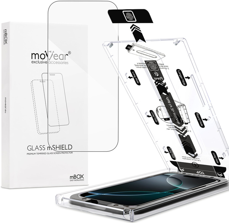 moVear mBOX GLASS mSHIELD 2.5D for Apple iPhone 17 Pro Max / 16 Pro Max (6.9") (easy installation)