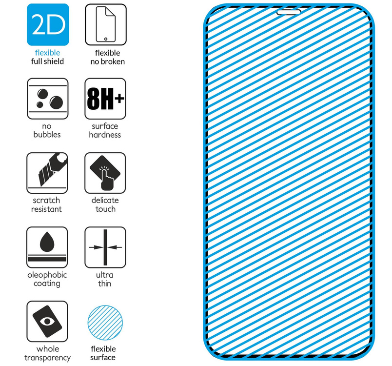 moVear flexible mSHIELD 2D for Apple iPhone 12 Pro Max (6.7"). Armored hybrid glass.
