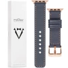 moVear Prestige C1 20mm Stahlgrau Lederarmband für Apple Watch 10 / 9 / 8 / 7 / 6 / 5 / 4 / SE (42/41/40mm) | Stahlgrau Nähte [Größen XS-XXL und Schnalle zur Auswahl]