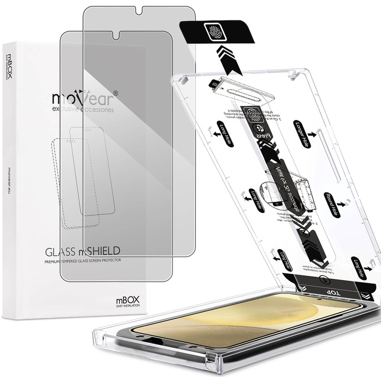 2 Stk. | moVear mBOX GLASS mSHIELD 2.5D privacy für Samsung Galaxy S25+/S24+ (Plus) (6.7") (Anti-Spionage, mit Applikator)