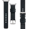 moVear Prestige C1 24mm Schwarz Lederarmband für Samsung Galaxy Watch Ultra | Schwarz Nähte [Größen XS-XXL und Schnalle zur Auswahl]