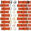 moVear Prestige C1 22mm Orange Lederarmband für Apple Watch 10 / 9 / 8 / 7 / 6 / 5 / 4 / SE (46/45/44mm) & Ultra (49mm) | Orange Nähte [Größen XS-XXL und Schnalle zur Auswahl]