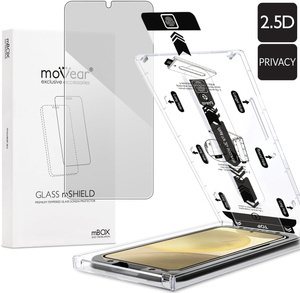moVear mBOX GLASS mSHIELD 2.5D privacy for Samsung Galaxy S25+/S24+ (Plus) (6.7") (Anti spy, with Applicator)