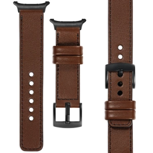 moVear Prestige C1 22mm Dark brown Leather strap for Samsung Galaxy Watch Ultra | Dark brown stitching [sizes XS-XXL and buckle to choose from]
