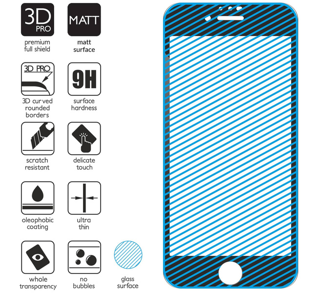 2 Stk. | moVear GLASS mSHIELD 3D PRO MATT für Apple iPhone 6 Plus / 6s Plus (5.5") | (Antireflex)