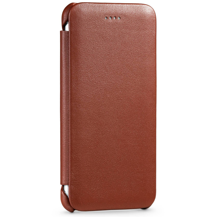 moVear flipSide S Ledertasche für Apple iPhone SE (2022 / 2020) / 8 / 7 (4.7") | Glatte Leder, Handy Hülle book type (Braun)