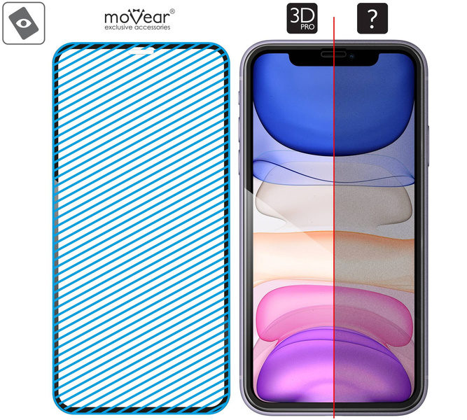 2 Stk. | moVear GLASS mSHIELD 3D PRO für Apple iPhone 11 / Xr (6.1") (Vollbildschutz)