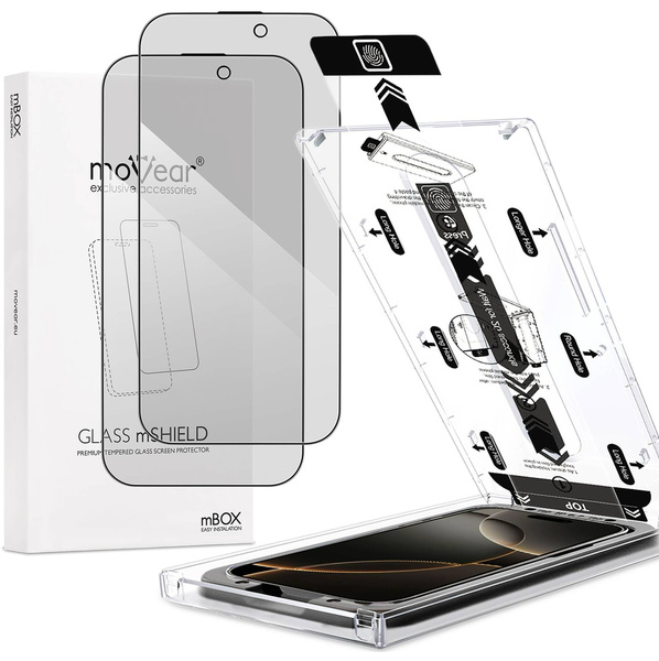 2 pcs. | moVear mBOX GLASS mSHIELD 2.5D MAX privacy for Apple iPhone 16 Pro (6.3") (Anti spy, with Applicator)