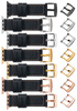 moVear Prestige CW1 20mm Wide leather watch strap with pad for Apple Watch 10 / 9 / 8 / 7 / 6 / 5 / 4 / SE (42/41/40mm) | Black, Black stitching [sizes XS-XXL and buckle to choose from]