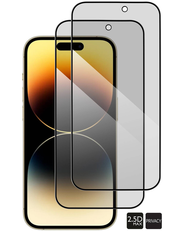 2 Stk. | moVear GLASS mSHIELD 2.5D MAX privacy für Apple iPhone 14 Pro (6.1") | (Privatisierung, Handyhülle freundlich)