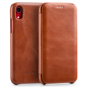 moVear flipSide S Leather slim case for Apple iPhone Xr (6.1") | Vintage Leather (Brown)