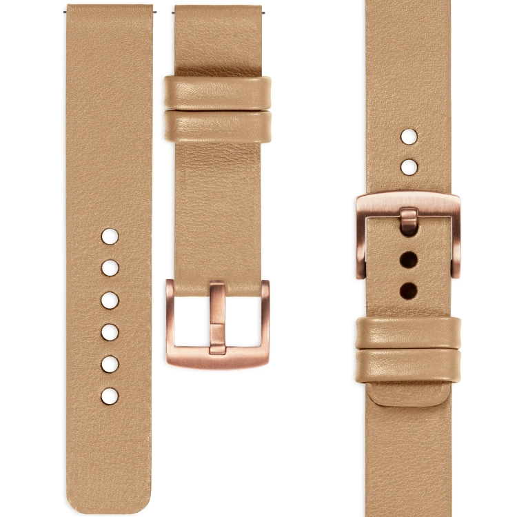 moVear Prestige S1 18mm Lederarmband für Garmin Vivoactive 4S, Venu 3S/2S, Vívomove 3S Cappuccino [Schließe nach Wahl]