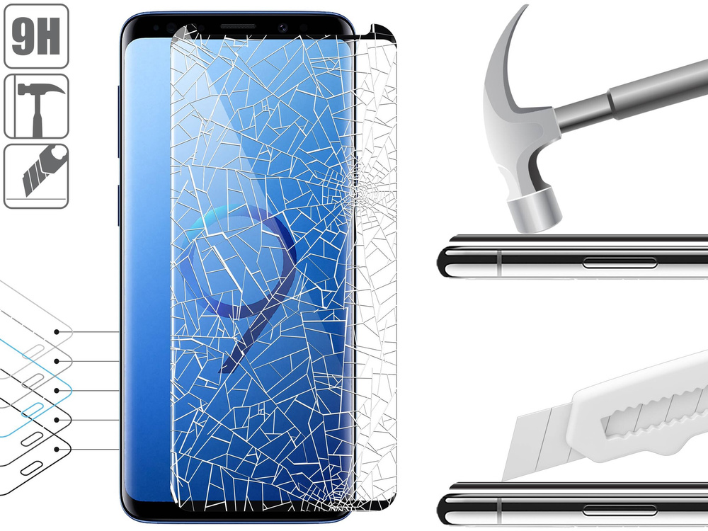 2 Stk. | moVear GLASS mSHIELD 3D cf für Samsung Galaxy S9 (5.8") (Handyhülle freundlich)