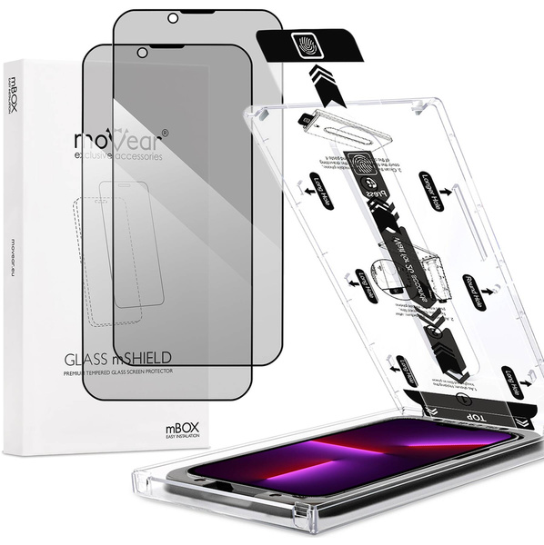 2 Stk. | moVear mBOX GLASS mSHIELD 2.5D MAX privacy für Apple iPhone 14 Plus / 13 Pro Max (6.7") (Anti-Spionage, mit Applikator)