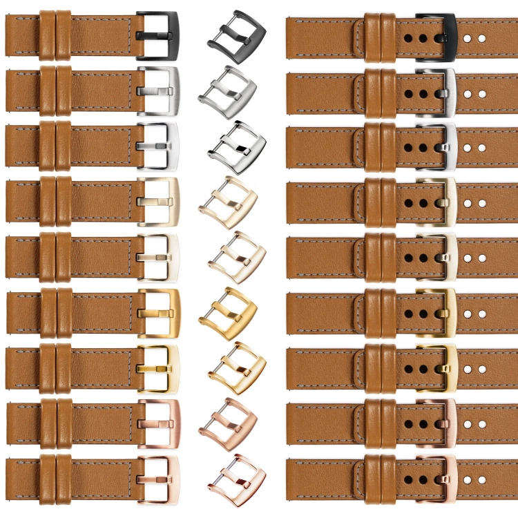 moVear Prestige C1 24mm leather watch strap | Light brown, Light brown stitching [sizes XS-XXL and buckle to choose from]