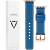 moVear Prestige C1 20mm Blau Lederarmband für Apple Watch 10 / 9 / 8 / 7 / 6 / 5 / 4 / SE (42/41/40mm) | Blau Nähte [Größen XS-XXL und Schnalle zur Auswahl]