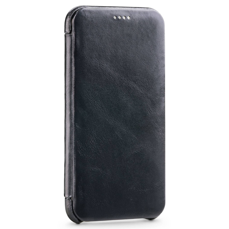 moVear flipSide S Leather slim case for Apple iPhone Xs / X (5.8") | Vintage Leather (Black)