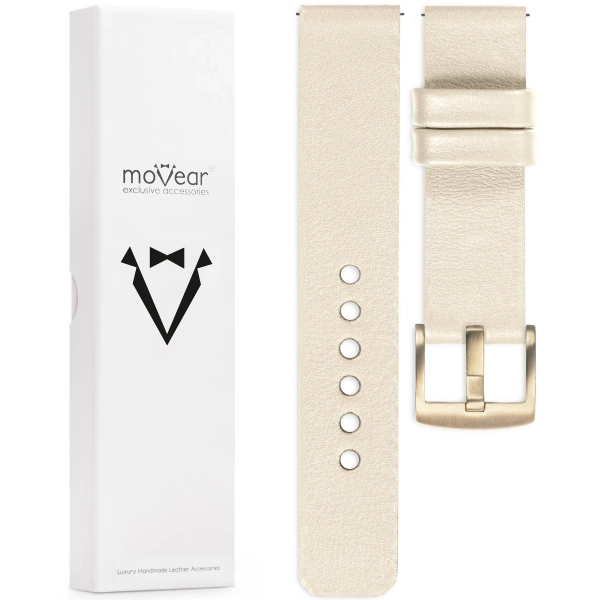 moVear Prestige S1 18mm Leather strap for Huawei Watch GT 5 4 / Pro (42/41mm) Nude [sizes XS-XXL and buckle to choose from]