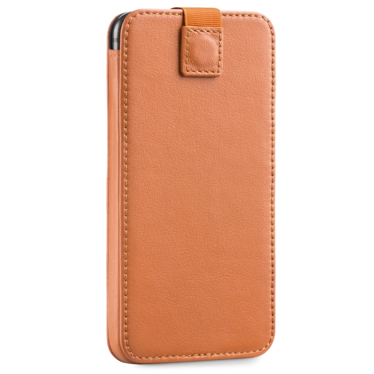 moVear pocketCase C+ Slide in leather Bag Pouch for Apple iPhone Air / 11 Pro MAX / Xs MAX / 11 / XR / 8/7/6 Plus | Nappa leather (Light Brown)