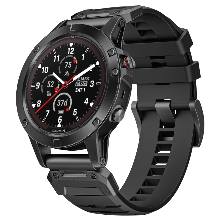 moVear FKM Extreme Armband für Garmin QuickFit 22mm (Fenix / Forerunner / Epix / Instinct / Enduro / Quatix / MARQ - 47/45mm) Schwarz