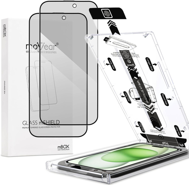 2 Stk. | moVear mBOX GLASS mSHIELD 2.5D MAX privacy für Apple iPhone 16 Plus / 15 Plus (6.7") (Anti-Spionage, mit Applikator)