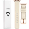 moVear Prestige C1 20mm Nude Lederarmband für Apple Watch 10 / 9 / 8 / 7 / 6 / 5 / 4 / SE (42/41/40mm) | Nude Nähte [Größen XS-XXL und Schnalle zur Auswahl]