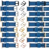moVear Prestige C1 22mm Blau Lederarmband für Apple Watch 10 / 9 / 8 / 7 / 6 / 5 / 4 / SE (42/41/40mm) | Blau Nähte [Größen XS-XXL und Schnalle zur Auswahl]