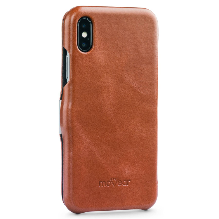 moVear flipSide C Leder Handyhülle für Apple iPhone Xs MAX (6.5") | Vintage Leder (Braun)
