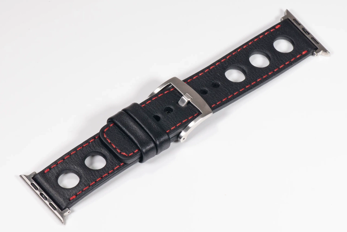 Leather watch strap
