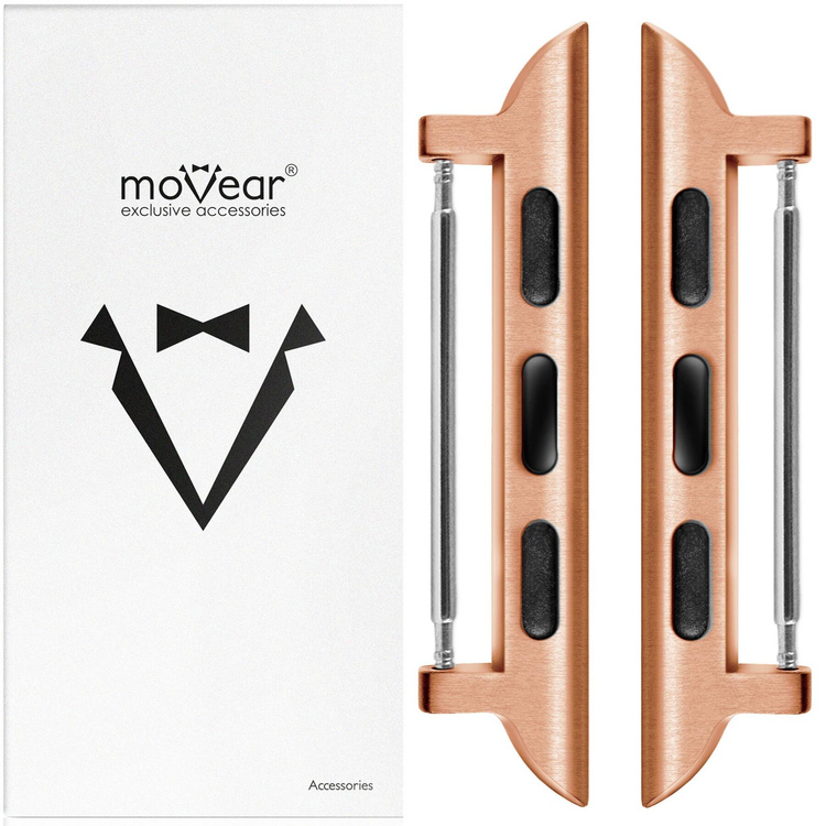 moVear | 22mm Uhrenarmbandadapter für Apple Watch 9/8/7/6/SE/5/4/3/2/1 (45/44/42mm) & Ultra (49mm) | Roségold Rostfreier Stahl +PVD