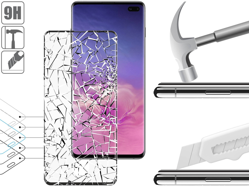 2 pcs. | moVear GLASS mSHIELD 3D for Samsung Galaxy S10+ (Plus) (6.4") (full screen protection)