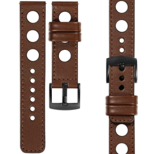 moVear Prestige R1 20mm Dark brown Leather strap for Samsung Galaxy Watch 7 / 6 / 5 / 4 / 3 & Pro / FE / Classic / Active | Dark brown stitching [sizes XS-XXL and buckle to choose from]