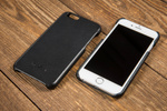 moVear backCover S Lederrückseite Cover für Apple iPhone 6 / 6s | Glatte Leder-Hülle, Schwarz