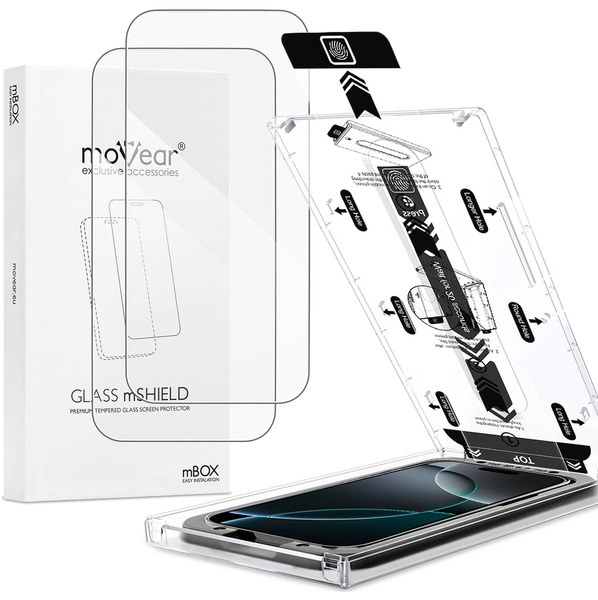 2 pcs. | moVear mBOX GLASS mSHIELD 2.5D for Apple iPhone 16 Pro Max (6.9") (easy installation)