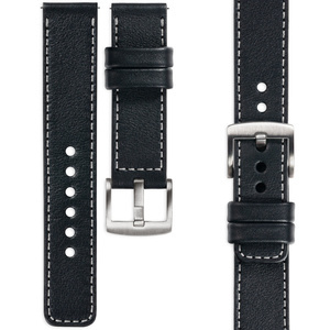 moVear Prestige C1 22mm leather watch strap | Black, Black stitching [sizes XS-XXL and buckle to choose from]