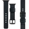 moVear Prestige C1 22mm Schwarz Lederarmband für Apple Watch 10 / 9 / 8 / 7 / 6 / 5 / 4 / SE (42/41/40mm) | Schwarz Nähte [Größen XS-XXL und Schnalle zur Auswahl]