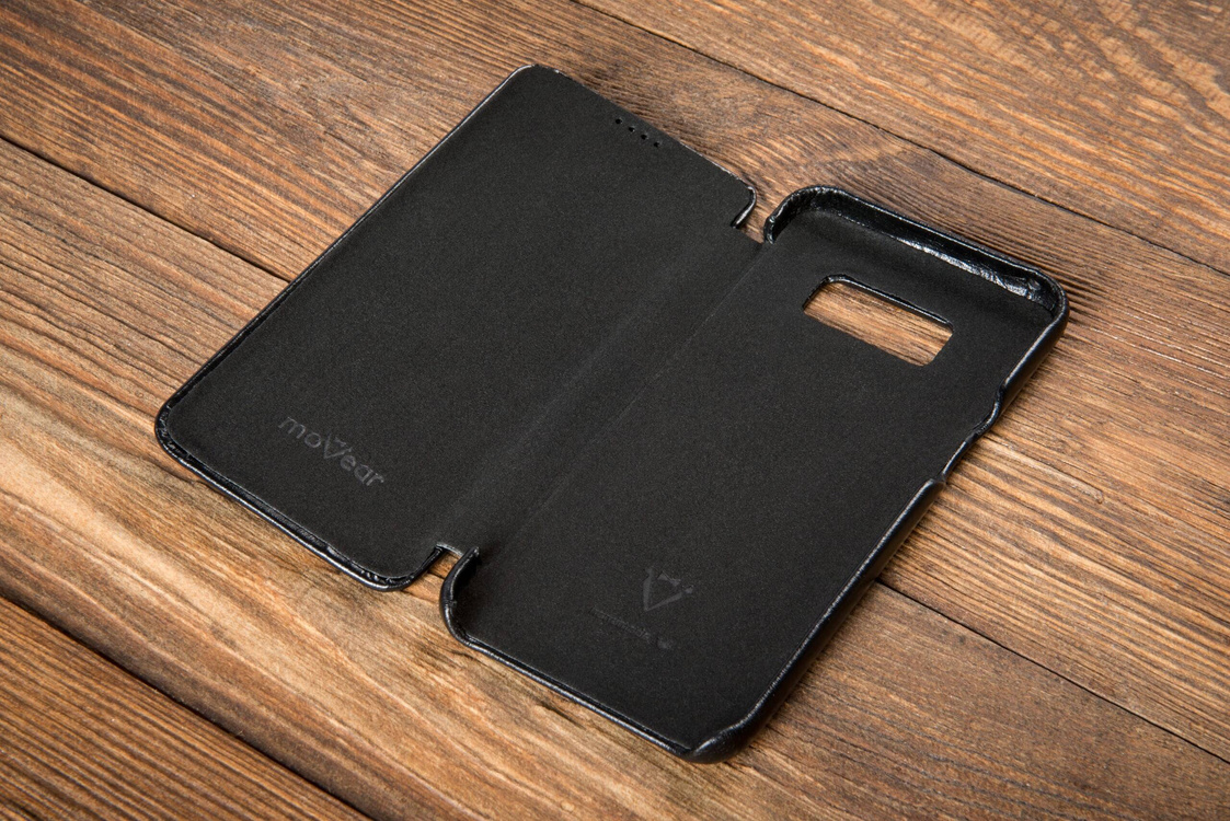 moVear flipSide S Leather slim case for Samsung Galaxy S8 (5.8") | Smooth leather (Black)
