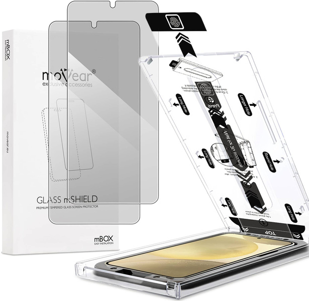 2 Stk. | moVear mBOX GLASS mSHIELD 2.5D privacy für Samsung Galaxy S25+/S24+ (Plus) (6.7") (Anti-Spionage, mit Applikator)