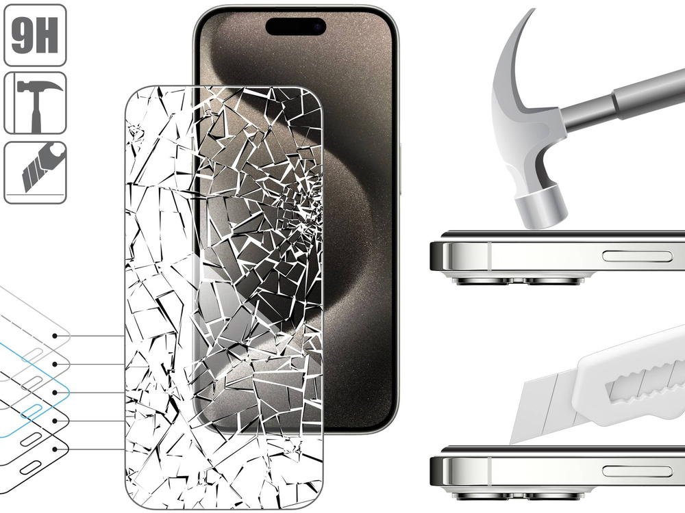 moVear mBOX GLASS mSHIELD 2.5D für Apple iPhone 16 / 15 / 15 Pro (6.1") (einfache Installation)